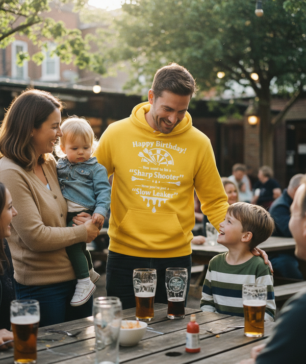 Happy Birthday! You Used to Be a 'sharp Shooter'. Now You’re Just a 'slow Leaker' | Funny Darts Birthday Hoodie