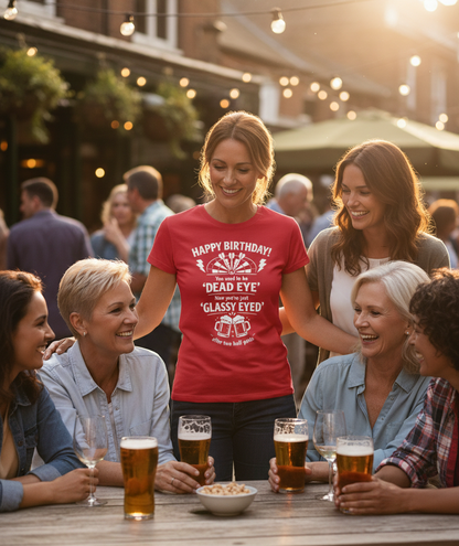 Happy Birthday! You Used to Be 'dead Eye'. Now You’re Just 'Glassy Eyed' After Two Half-pints | Funny Darts Birthday T-shirt