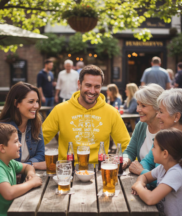 Happy Birthday! You’re Officially 'game, Shot, and Sh*tted'. Time to Go Home | Funny Darts Birthday Hoodie