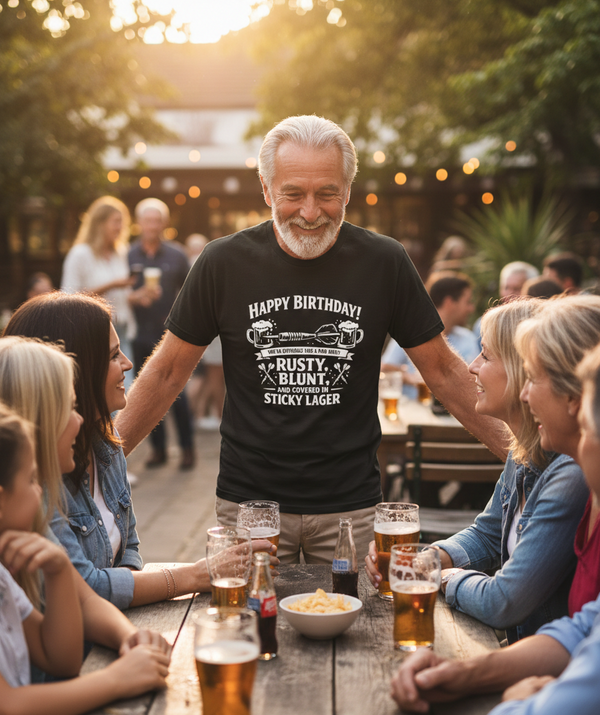 Happy Birthday! You’re Officially Like a Pub Dart: Rusty, Blunt, and Covered in Sticky Lager | Funny Darts Birthday T-shirt