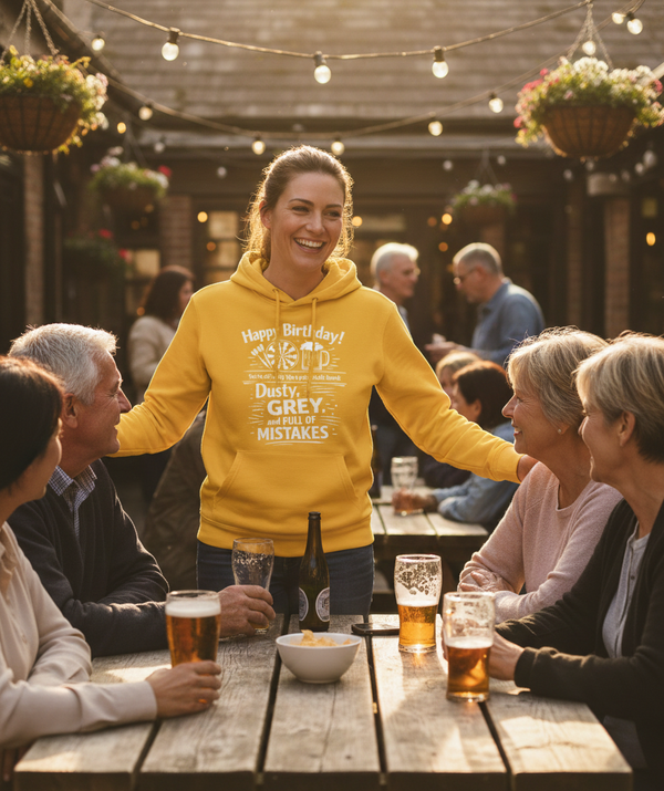Happy Birthday! You’re Officially Like a Pub's Chalk-board: Dusty, Grey, and Full of Mistakes | Funny Darts Birthday Hoodie