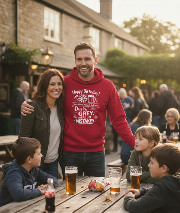 Happy Birthday! You’re Officially Like a Pub's Chalk-board: Dusty, Grey, and Full of Mistakes | Funny Darts Birthday Hoodie
