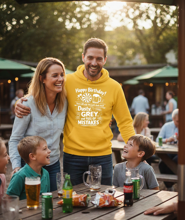 Happy Birthday! You’re Officially Like a Pub's Chalk-board: Dusty, Grey, and Full of Mistakes | Funny Darts Birthday Hoodie