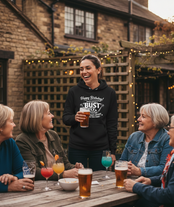 Happy Birthday! You’re Officially 'bust', Your Warranty Expired When the 1900s Ended | Funny Darts Birthday Hoodie