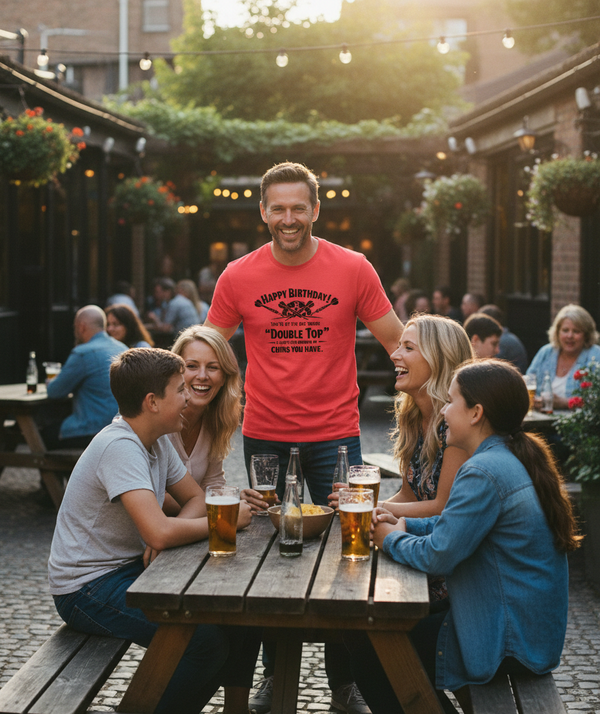 Happy Birthday! You’re at the Age Where 'double Top' is Just the Number of Chins You Have | Funny Darts Birthday T-shirt