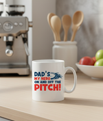 This is a Cows Corner mug with a funny rugby slogan 'Dad’s My Hero on and off the Pitch!'  Cows Corner gifts are perfect for sport-mad fans, these gifts work brilliantly for birthdays, new baby celebrations, Father’s Day, Mother’s Day, Christmas, anniversaries, thank you gifts, end-of-season team awards, graduations, retirements, and just-because moments when you want to raise a smile. 
