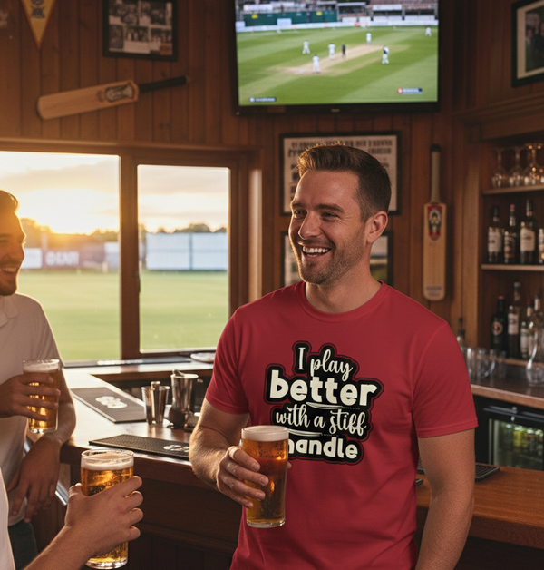 I Play Better With A Stiff Handle Cricket T-shirt | Funny Cricket T-shirt
