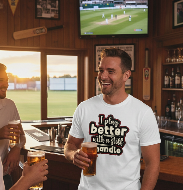 I Play Better With A Stiff Handle Cricket T-shirt | Funny Cricket T-shirt