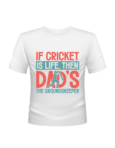If Cricket Is Life, Then Dad's The Groundskeeper.  Funny Cricket T-Shirt, Premium Fabric, Multiple Junior Sizes