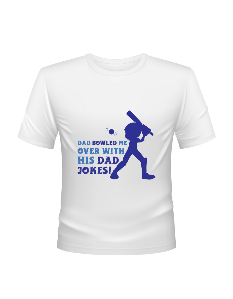 Dad Bowled Me Over With His Dad Jokes – Funny Cricket T-shirt For Kids, Premium Fabric, Multiple Junior Sizes, Perfect For Boys And Girls