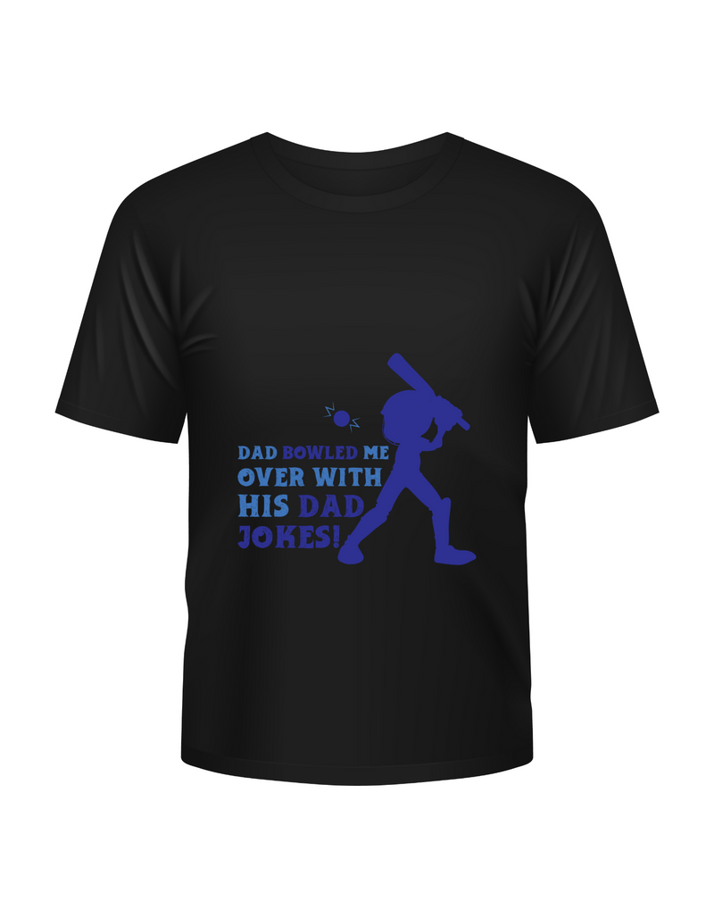 Dad Bowled Me Over With His Dad Jokes – Funny Cricket T-shirt For Kids, Premium Fabric, Multiple Junior Sizes, Perfect For Boys And Girls