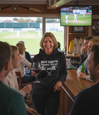 Nice Length, Shame About The Width | Funny Cricket Hoodie
