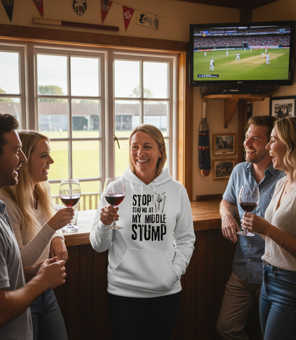 Stop Starring at My Middle Stump | Funny Cricket Hoodie