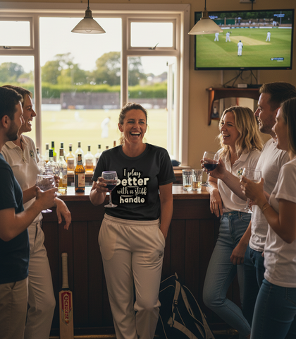 I Play Better With A Stiff Handle Cricket T-shirt | Funny Cricket T-shirt