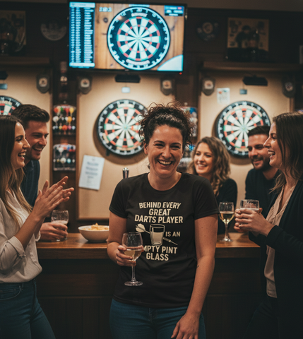Behind Every Great Darts Player Is An Empty Pint Glass | Funny Darts T-Shirt