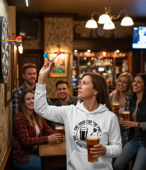 One Hand For The Pint, One Hand For The Darts | Funny Darts Hoodie