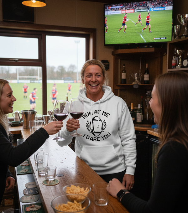 Run at Me I Dare You | Funny Rugby Hoodie