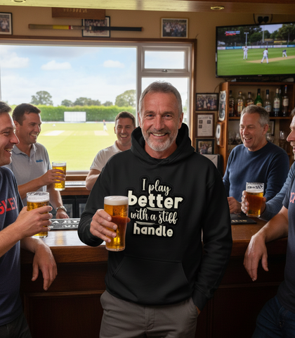 I Play Better with a Stiff Handle! | Funny Cricket Hoodie