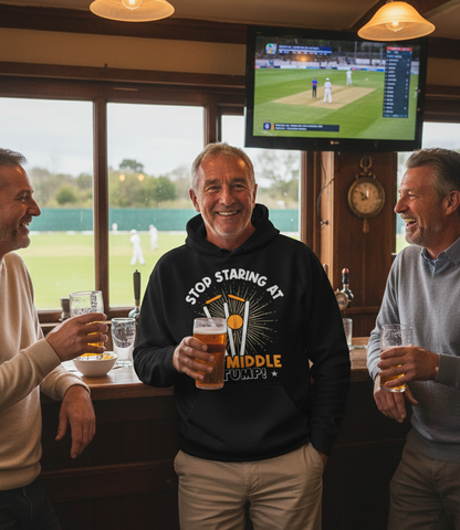 Stop Starring at My Middle Stump | Funny Cricket Hoodie