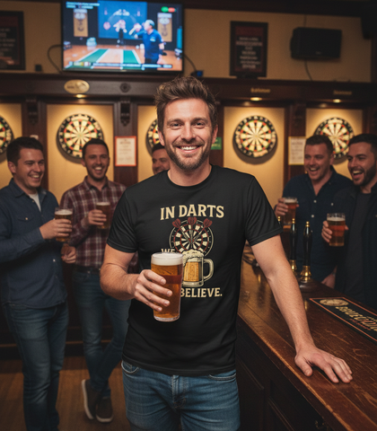 In Darts We Trust, in Beer We Believe | Funny Darts T-shirt