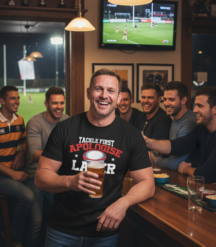 Tackle First Apologise Later | Funny Rugby T-shirt