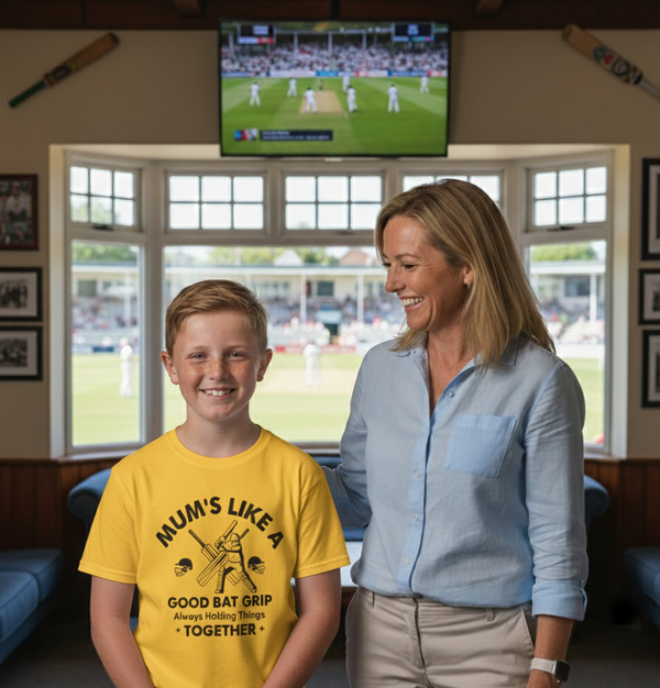 Mums Like A Good Bat Grip, Always Holding Things Together | Funny Cricket T-Shirt