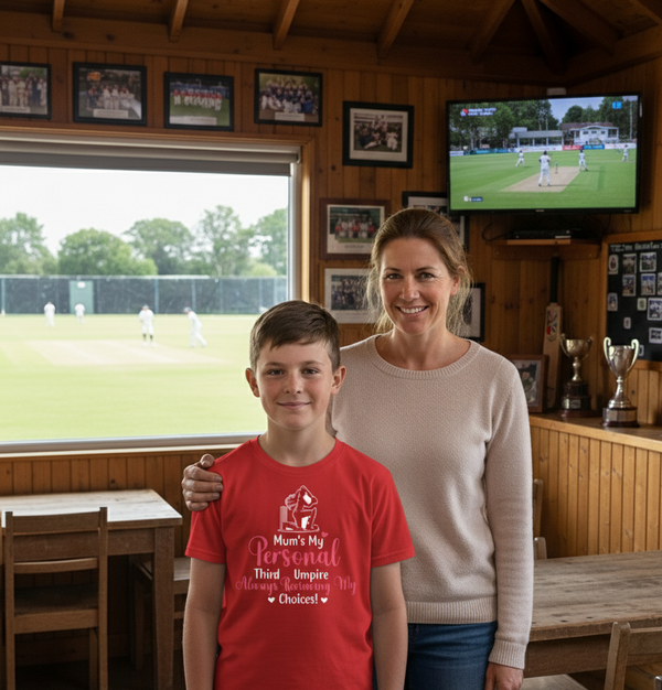 Mum's My Personal Third Umpire, Always Reviewing My Choices | Funny Cricket T-Shirt