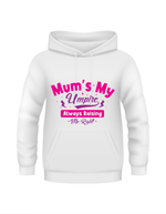 Mum’s My Umpire, Always Raising Me Right.  Funny Cricket Hoodie, Premium Fabric, Multiple Junior Sizes, Perfect for Boys and Girls