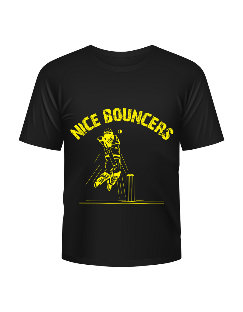 Nice Bouncers! Funny Cricket T-Shirt, Premium Fabric, Multiple Adult Sizes