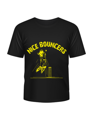 Nice Bouncers! Funny Cricket T-Shirt, Premium Fabric, Multiple Adult Sizes