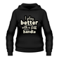 I Play Better with a Stiff Handle!  Funny Cricket Hoodie, Premium Fabric, Multiple Adult Sizes
