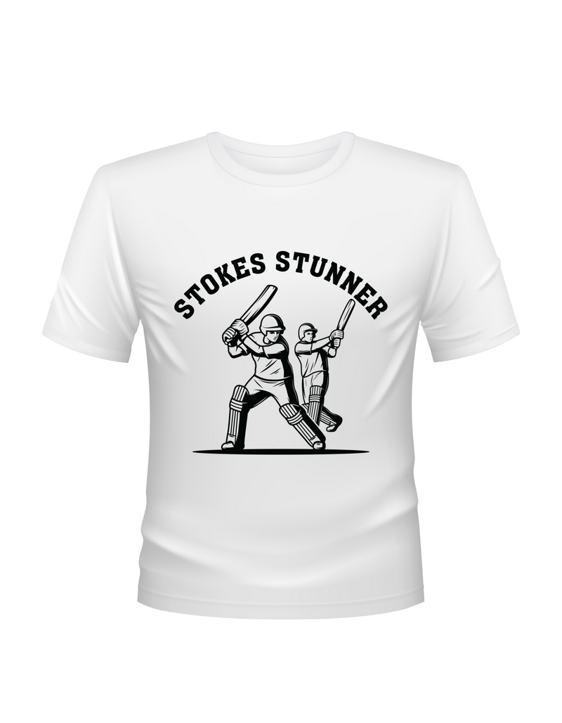 Stokes Stunner Cricket T-Shirt. Funny Cricket T-Shirt, Premium Fabric, Multiple Adult Sizes