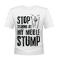 Stop Staring At My Middle Stump. Funny Cricket T-Shirt, Premium Fabric, Multiple Adult Sizes