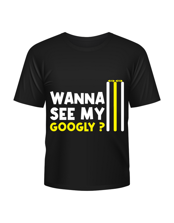 Wanna See My Googly? Funny Cricket T-Shirt, Funny Cricket T-Shirt, Premium Fabric, Multiple Adult Sizes