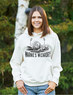 A lady wearing a white hoodie with Warne’s Wizardry on the front!  Funny Cricket Hoodie, Premium Fabric, Multiple Adult Sizes