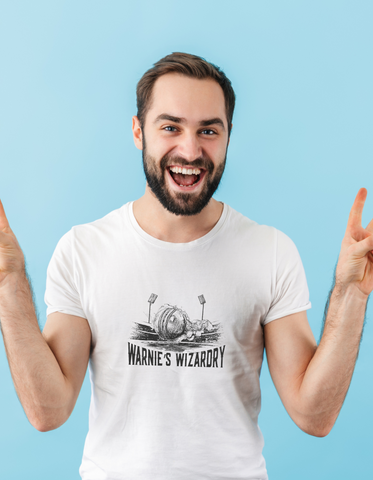 Warnie’s Wizardry Funny Cricket T-Shirt. Funny Cricket T-Shirt, Premium Fabric, Multiple Adult Sizes