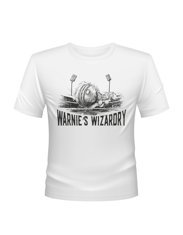Warnie’s Wizardry Funny Cricket T-Shirt. Funny Cricket T-Shirt, Premium Fabric, Multiple Adult Sizes