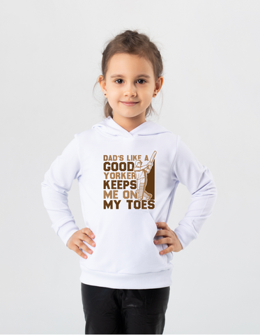Dad’s Like a Good Yorker, Keeps Me on My Toes!  Funny Cricket Hoodie, Premium Fabric, Multiple Adult Sizes