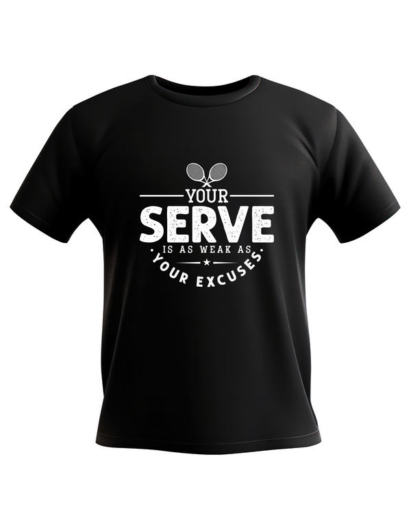A black hoodie with the funny tennis slogan on the front that reads 'I've Seen Better Backhands In A Bar Fight'