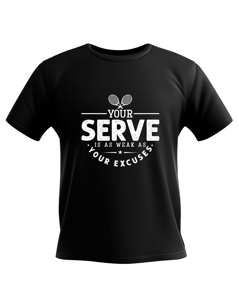 A black hoodie with the funny tennis slogan on the front that reads 'I've Seen Better Backhands In A Bar Fight'