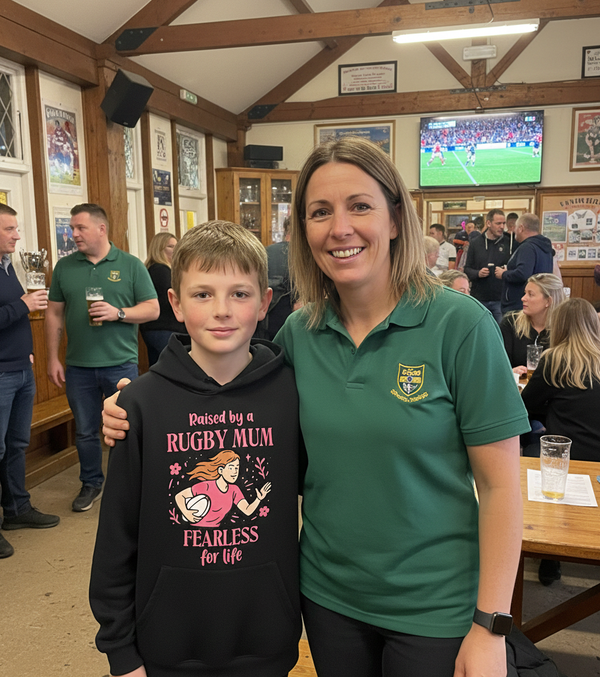Raised by a Rugby Mum, Fearless for Life | Funny Rugby Hoodie