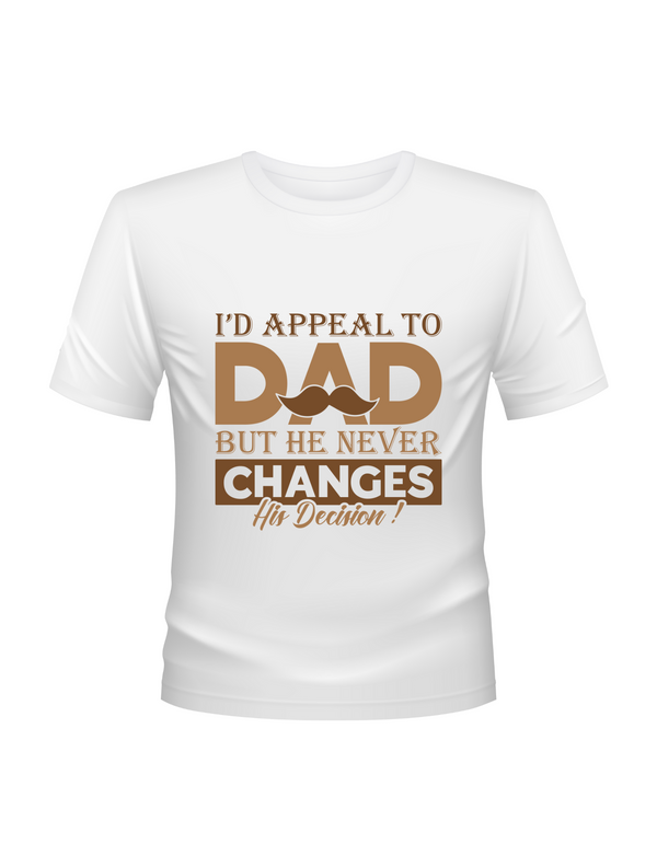 Funny Kids Cricket T-shirt – "I'd Appeal To Dad, But He Never Changes His Decision". Funny Cricket T-shirt, Premium Fabric, Multiple Junior Sizes, Perfect for Boys and Girls