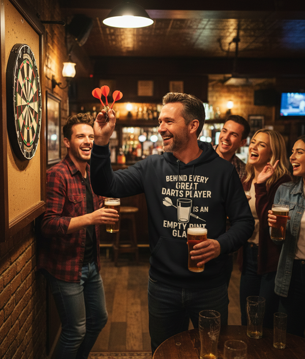 Behind Every Great Darts Player Is An Empty Pint Glass | Funny Darts Hoodie