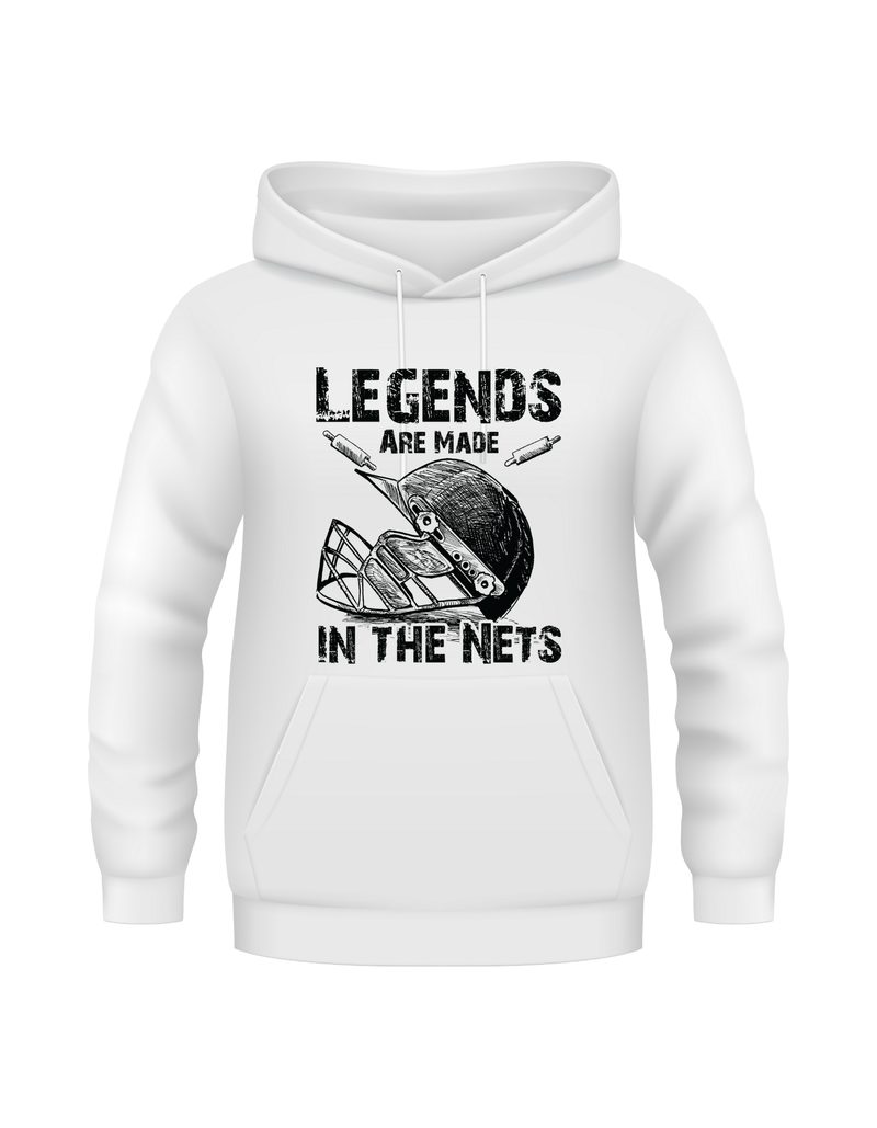 Legends Are Made in The Nets - Funny Cricket Hoodie, Premium Fabric, Multiple Adult Sizes