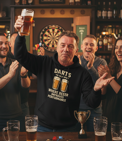 Darts The Only Sport Where Beeer Improves Performance | Funny Darts Hoodie