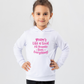A little girl wearing a white hoodie with Mums Like a Good All-Rounder on the front. A Funny Cricket Hoodie, Premium Fabric, Multiple Junior Sizes, Perfect for Boys and Girls