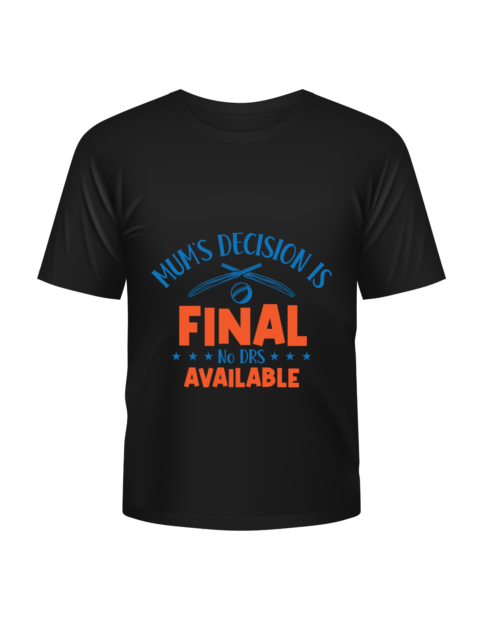 Mum’s Decision Is Final – No Drs Available. Funny Kids’ Cricket T-Shirt, Premium Fabric, Multiple Junior Sizes, Perfect for Boys and Girls