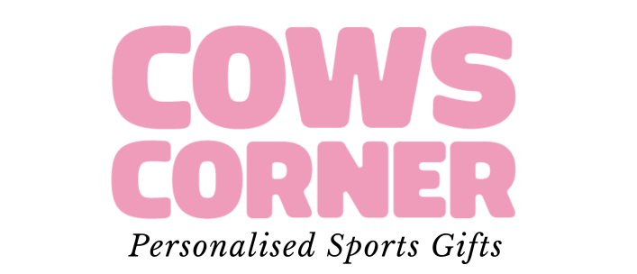 Logo of Cows Corner with pink text on a white background