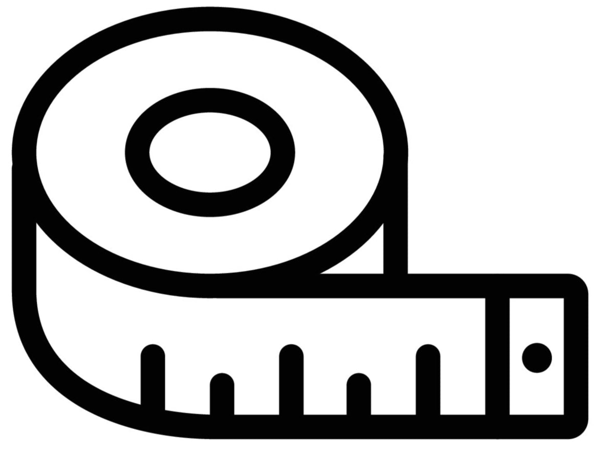 Black tape measure icon on a white background